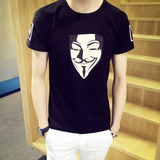 韩版夏季男士短袖T恤半袖男装青少年修身圆领印花体恤上衣打底衫