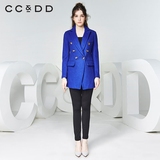 CCDD2016秋装新款专柜正品女时尚韩版纯色大衣 直筒修身毛呢外套