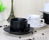 纯黑美式咖啡杯碟套装 高档陶瓷复古欧式单品拿铁摩卡拉花咖啡杯