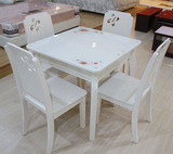 折叠小餐桌 玻璃餐桌可伸缩个性白色时尚实木烤漆餐桌小户型