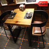 美式铁艺实木饭店餐桌洽谈桌简约咖啡桌小户型方桌长桌休闲餐桌椅