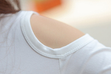 夏季新款学生闺蜜韩版女宽松露肩半袖上衣彩色字母长袖t恤打底衫