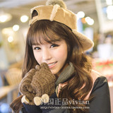 韩国代购正品现货冬季韩范时尚羊羔毛棒球帽兔毛球加厚保暖平沿帽