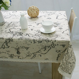 世界地图复古欧式客厅英伦风桌布田园布艺蕾丝茶几布长方形亚麻棉