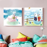 儿童房装饰画 卡通动物卧室挂画超萌可爱米老鼠无框画壁画