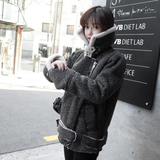 2015冬装新款羊羔毛外套女韩国加厚保暖中长款大码棉衣机车服女潮