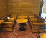 美式LOFT复古铁艺实木沙发椅客厅酒吧咖啡厅西餐厅休闲桌椅卡座
