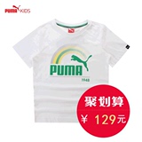 puma童装男童夏季圆领短袖休闲T恤儿童宽松上衣薄打底运动衫