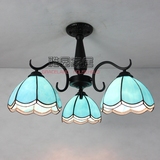蒂凡尼创意艺术多头客厅卧室吸顶灯欧式餐厅饭店灯饰蓝色玻璃灯具