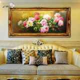 欧式纯手绘油画客厅古典花卉餐厅玄卧室关挂画壁画装饰画牡丹定制