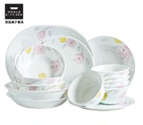 美国进口正品康宁玻璃餐具多种花色16件套盘子碟子碗套装可微波