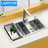 德国LABRAZE304不锈钢水槽双槽厨房水盆加厚厨盆洗菜盆双盆套装
