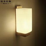床头灯壁灯简约现代卧室日式壁灯实木新中式壁灯过道走廊木质壁灯