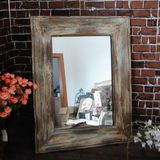 美式乡村法式做旧木质浴室镜化妆镜框相框悬挂酒吧镜复古试衣镜