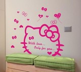 hello kitty凯蒂猫可爱头蝴蝶结卡通沙发卧室床头电视背景墙贴纸