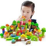 智立方特宝儿123粒森林积木儿童木制桶装1-2岁3-4岁男孩女孩玩具
