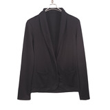 春季新款针织一粒扣长袖小西装 女式黑色外套修身短款休闲西服