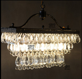 出口美式水晶吊灯创意长方形吊灯北欧复古客厅个性铁艺吧台大吊灯
