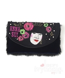 日本代购ANNASUI安娜苏05 原创logo个性刺绣花朵人像手拿包