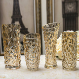 新古典欧式金色水晶玻璃花瓶 创意玻璃花器插花奢华客厅摆件包邮