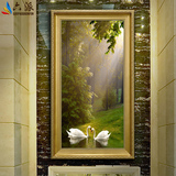 六派欧式美式天鹅湖油画装饰画壁画现代有框画玄关过道走廊挂画