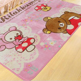 粉色可爱小熊客厅卧室地毯加厚法莱绒新品外贸宝宝爬行垫儿童地垫
