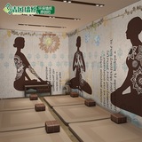 复古东南亚印度泰国风格瑜伽馆大型壁画健身会所壁画传统佛像墙纸