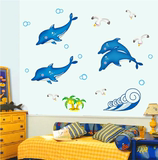 新款荧光贴蓝色小海豚海洋鱼系列墙贴夜光贴可爱卡通墙贴纸幼儿园