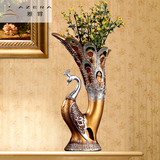 雅尊 家具饰品摆件花瓶欧式时尚创意家居孔雀 装饰客厅花艺工艺品