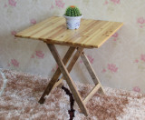实木餐桌阳台折叠桌简易家用吃饭小桌子木质便携杉木桌简约方圆形
