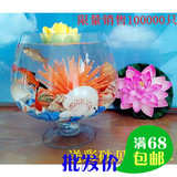 批发欧式高脚酒杯鱼缸透明玻璃金鱼缸水培花瓶热带鱼缸茶几斗鱼缸