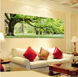 现代客厅装饰画沙发墙画四联画壁画大气常青树绿树水晶无框画挂画