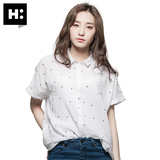 H:CONNECT韩版时尚女装波点印花短袖衬衫2016新款夏季hconnect