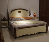 全实木床1.8米楸木床1.5m双人床田园婚床白色地中海风格卧欧美式