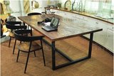 LOFT美式北欧铁艺复古酒吧实木西餐桌椅组合长方形宜家咖啡办公桌