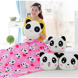 熊猫插手暖手宝抱枕被子两用珊瑚绒午睡毯子三合一空调被靠垫手捂