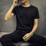 韩国ulzzang东大门男装代购2016夏季新韩版大码太空棉短袖T恤潮