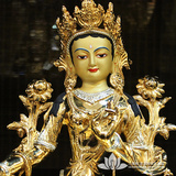 三漫陀 密宗佛像尼泊尔镀金菩萨彩绘 纯铜鎏金二十一度母 绿度母