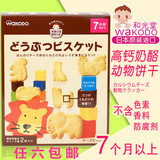 进口日本和光堂宝宝零食婴儿辅食磨牙棒高钙芝士奶酪卡通动物饼干