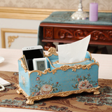 欧式奢华多功能纸巾盒 创意餐纸抽纸盒 客厅遥控器树脂收纳盒包邮