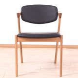 实木餐椅 北欧皮椅子家用现代简约休闲咖啡厅水曲柳软包靠背家具