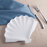 创意扇形纯白陶瓷家用菜盘子西餐牛排盘酒店餐厅餐具不规则意面盘