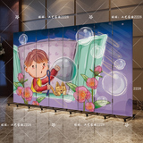 欧美艺术幼儿园儿童卡通屏风隔断房间折叠玄关门时尚实木欧式折屏