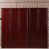 新中式门衣柜 现代卧室水曲柳实木衣橱 水曲柳二门三门琥珀红衣柜