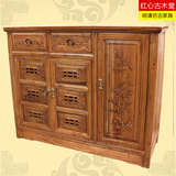 仿古中式明清古典榆木 实木鞋柜整装3门三门餐边柜储物柜 储藏柜