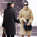 AAASBL/圣巴拉羊羔毛皮毛一体外套女装 中长款真皮羽绒服秋冬大衣