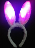 粉白兔耳朵 毛绒发箍箍 表演用品兔女郎 聚会派对头箍 发光兔耳朵
