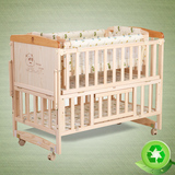 J7P可定做环保无漆加长老式全实木婴儿床 宝宝大尺寸带护栏拼