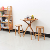 楠竹休闲桌子折叠小圆桌书桌餐桌麻将桌户外茶几简易便携式实木