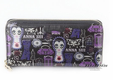 日本代购直邮 ANNASUI/安娜苏 蔷薇娃娃头紫色系列全拉链长版钱包